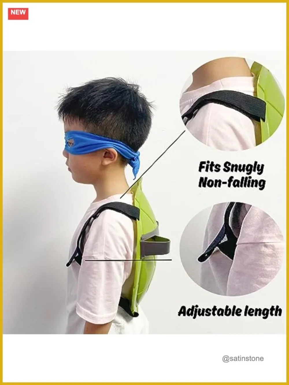 Kids Turtle Shell Costume Set with Eye Mask & Weapons, Halloween Cosplay Dress